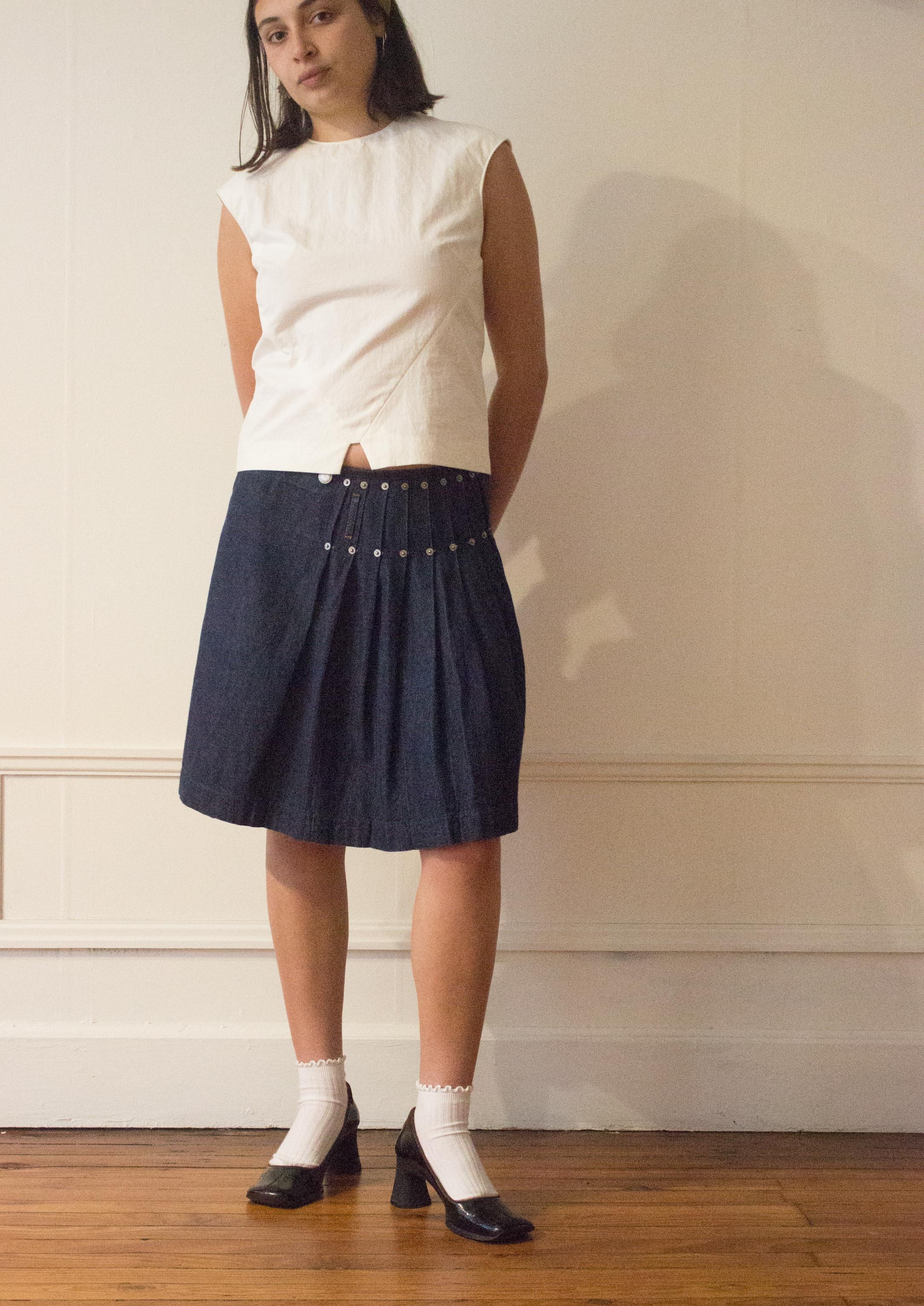 1990s Jean Paul Gaultier Jeans Denim Pleated Skirt — Wayward 1990s Jean Paul Gaultier Jeans Denim Pleated Skirt — Wayward